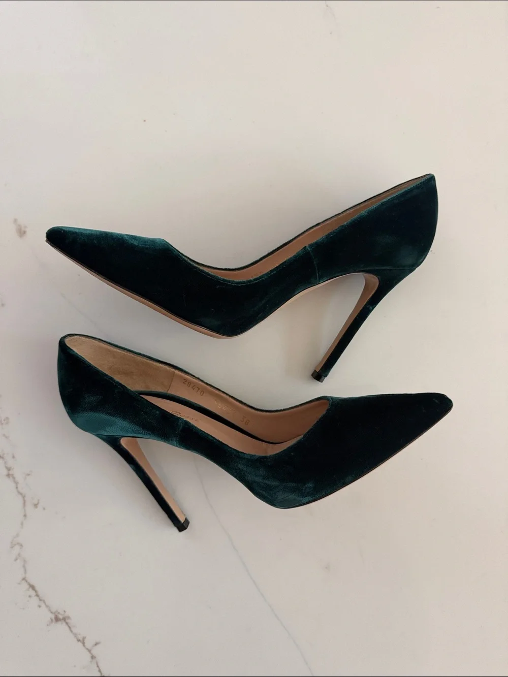 Gianvito Rossi Deep Green Velvet Pointed Pumps